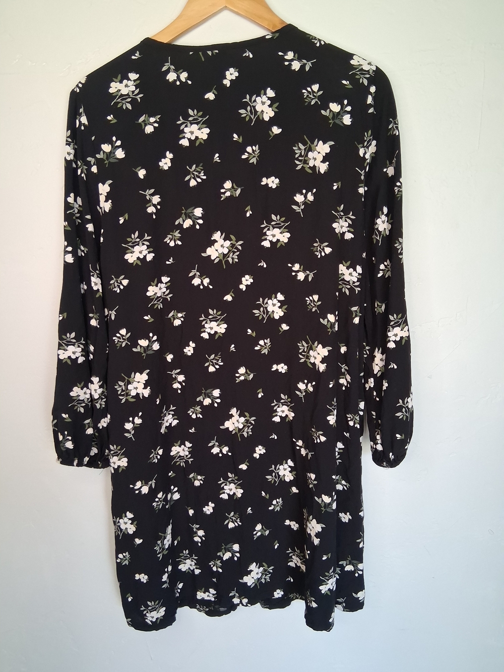 Old Navy Black Floral Button Front Mini Dress Women's Large Boho Cottagecore - Picture 10 of 10